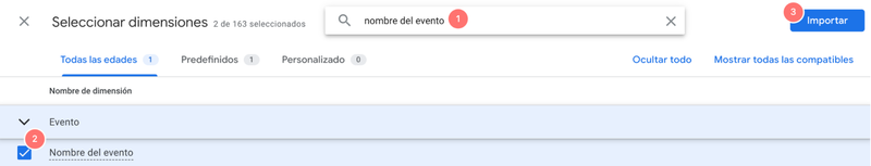 event name parametro