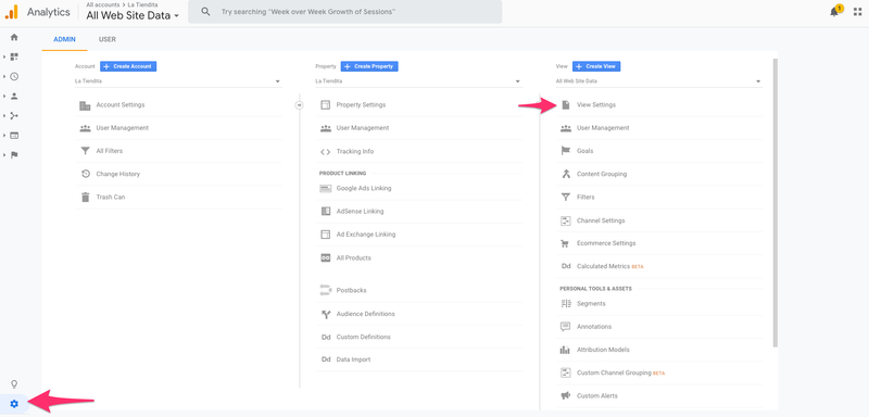 google analytics view settings