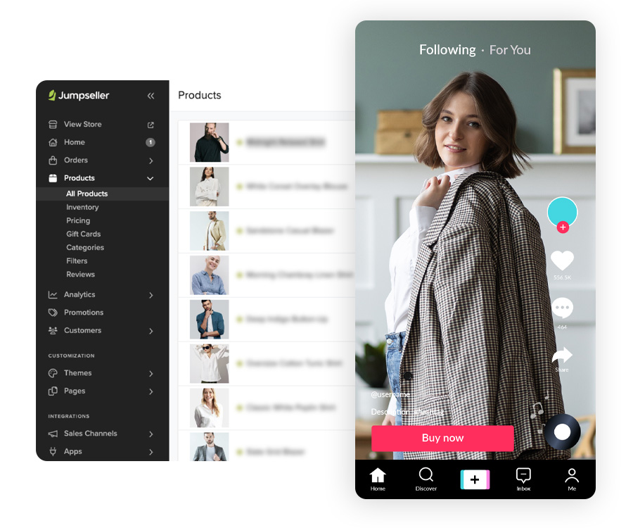 Sincroniza tus productos con TikTok en segundos