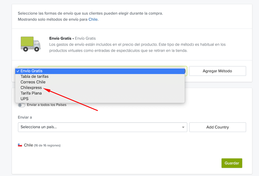 Configuración Chilexpress